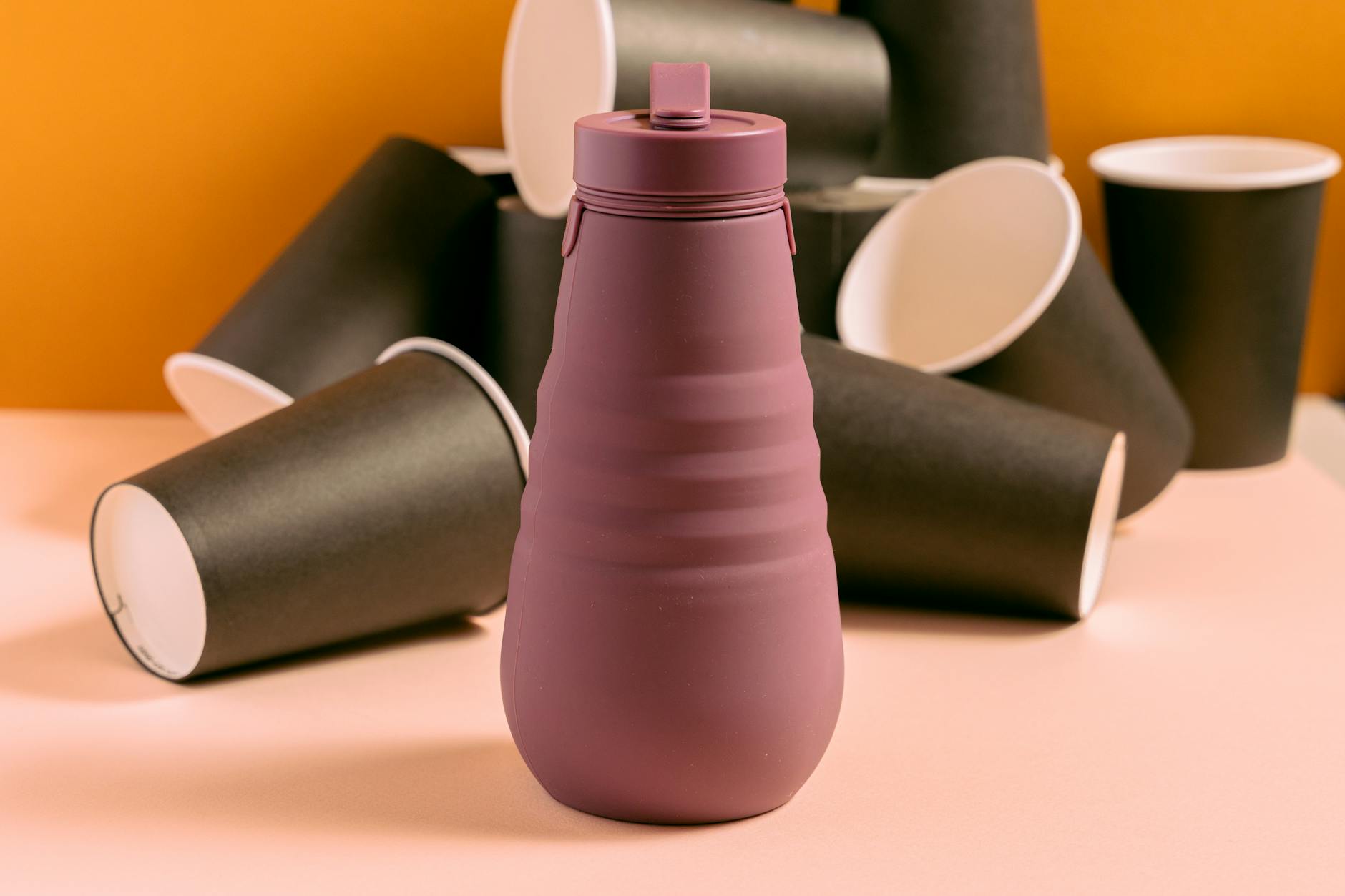 water bottle in close up photography